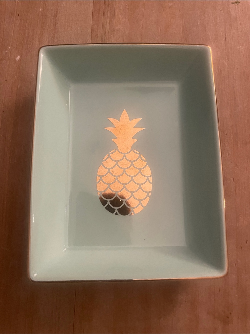 Rosanna Mint Ceramic Dish with Gold Pineapple Motif